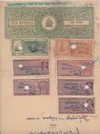 ALWAR  State  10 Rs   Stamp Paper Type 22 + 7 Court Fee Stamps   # 16527  D  Inde Indien  India Fiscaux Fiscal Revenue - Alwar