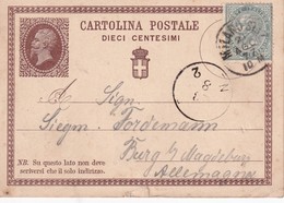 ITALIE 1877  INTERI POSTALE /GANZSACHE/POSTAL STATIONERY CARTE DE MILANO - Entiers Postaux