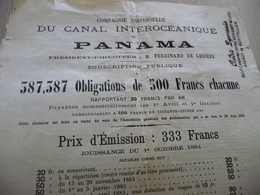 Panama Pub Souscription Obligations Actions 1884 En L'état - Advertising