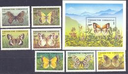 1995. Uzbekistan, Butterflies Of Uzbekistan, 7v + S/s,  Mint/** - Oezbekistan