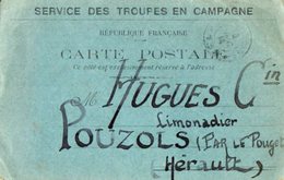 TB 2443 - MILITARIA - Carte En Franchise Militaire - Service Des Troupes En Campagne - Belgique Pour POUZOLS - Lettres & Documents
