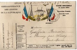 TB 2444 - MILITARIA - Carte En Franchise Militaire - Soldat M. GEOFFRIN Au 52 ème Territorial Pour FLORNOY Par WASSY - Lettres & Documents