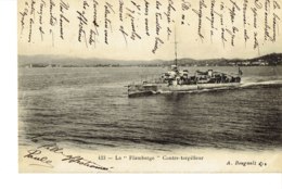 Cpa La Flamberge Contre Torpilleur. - Warships