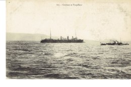 Cpa Croiseur Et Torpilleur. - Guerra
