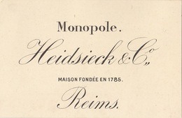 1893 Champagne Heidsieck Reims Prix Courant Au Dos - 1800 – 1899