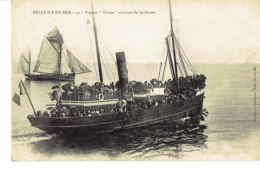 Cpa Belle Ile En Mer. Vapeur "Union" Arrivant De Quiberon. - Belle Ile En Mer