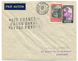 RC 11047 SOUDAN 1937 LETTRE 1er VOL KAYES DAKAR VOYAGE D'ETUDE AIR FRANCE FFC - Brieven En Documenten