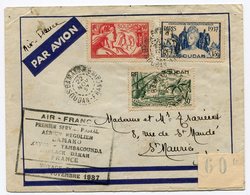 RC 11049 SOUDAN 1937 LETTRE 1er VOL BAMAKO KAYES TAMBACOUNDA KAOLACK DAKAR AIR FRANCE FFC - Lettres & Documents