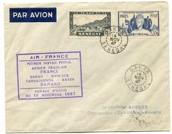 RC 11050 SOUDAN 1937 LETTRE 1er VOL DAKAR KAOLACK TAMBACOUNDA  KAYES BAMAKO AIR FRANCE FFC - Lettres & Documents