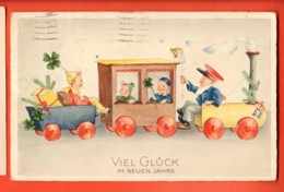 VAH-08 Bonne Année. Viel Glück In Neuen Jahr Enfants En Trains De Cadeaux... Circulé 1940 - Neujahr