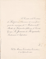 CHATEAU DE MOUSSAIS VOUNEUIL SUR VIENNE   -  FAIRE PART MARIAGE DE MADEMOISELLE BERTHE DE LEZER (1903) - Mariage