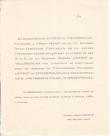 CHATEAU DE LA COURTETE PAR BELVEZE AUDE - FAIRE PART DE MARIAGE DE Melle FRANCOISE D USTON DE VILLEREGLAN (1933) - Huwelijksaankondigingen