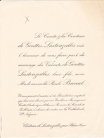 CHATEAU DE LASTOUZEILLES PAR BLAN TARN - FAIRE PART DE MARIAGE DU VICOMTE DE GOUTTES LASTOUZEILLES (1933) - Mariage