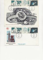 3 LETTRES + 1 CARTE PREMIER JOUR FUSEE DIAMANT ET SATELLITE FRANCAIS N° 1464 ET 1465 - 1960-1969