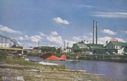 Fairbanks Alaska, Sea-plane Taking Off From Chena River, Front Street In Background, C1950s Vintage Postcard - Fairbanks