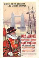 -ref-B117- Royaume Uni - Affiche Chemins De Fer De L Ouest Et De Brighton - London - Brighton & South Coast Railway - - River Thames