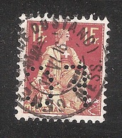 Perfin/perforé/lochung Switzerland No 105  TYPE II 1908-1933 - Hélvetie Assise Avec épée  FC - Gezähnt (perforiert)