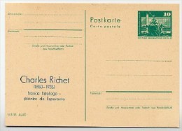 DDR P79-1-81 C137 Postkarte PRIVATER ZUDRUCK Esperanto RICHET Finsterwalde 1981 - Esperanto