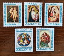 AJMAN, Peinture, Tableaux, Madonna Raphael Botticelli , Michel N° 327/31 ** MNH - Autres & Non Classés