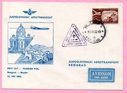 Cover - First Flight Beograd - Mostar, Beograd/Mostar, 15.8.1962., Yugoslavia, Airmail/Par Avion - Luftpost