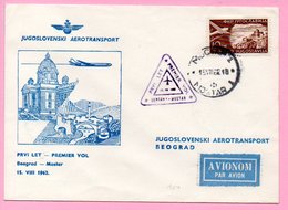 Cover - First Flight Beograd - Mostar, Beograd/Mostar, 15.8.1962., Yugoslavia, Airmail/Par Avion - Luchtpost