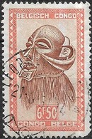 BELGIAN CONGO 1947 Native Masks And Carvings - Mask With Horns - 6f.50 - Brown And Red FU - 1947-60: Afgestempeld