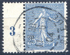 France - Semeuse N°132 - Millésime 3 - Oblitéré - (F593) - 1903-60 Säerin, Untergrund Schraffiert