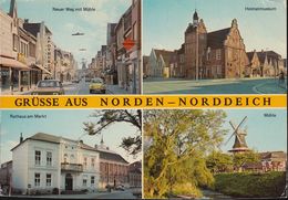 D-26506 Norddeich - Alte Ansichten - Straßenansicht - Tankstelle - Mühle - Cars - VW Käfer - Nice Stamp - Norden