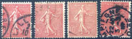 France - Semeuse N°129 - Lot De 4 Avec Taches (défaut D'encre) - (F664) - 1903-60 Semeuse A Righe