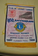 Rare Fanion Lion's Club Tumbes Pérou - Otros & Sin Clasificación