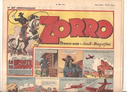 Zorro Hebdomadaire N°107 Du 20 Juin 1948 La Riposte De Zorro - Zorro