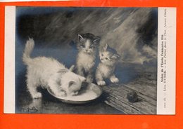 Art - Tableaux - CHAT - Salon De L'école Française De 1914 - Léon Huber - Les Pattes Dans Le Plat - Jeunes Chats - Paintings