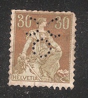 Perfin/perforé/lochung Switzerland No 100 TYPE II 1908-1933 - Hélvetie Assise Avec épée Ooo Crédit Suisse Genève - Perfin