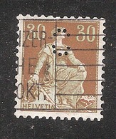 Perfin/perforé/lochung Switzerland No 100 TYPE II 1908-1933 - Hélvetie Assise Avec épée Symbole Cercle Incomplet (d16) - Perforés