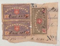 Switzerland  Helvetia  10 Cs & 1 FR  Revenue Stamps   #  16547  FD  India  Fiscaux - Revenue Stamps