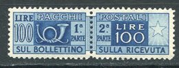 1946/51- P.P. 100 LIRE RUOTA- M.N.H.- LUXE !! - Postal Parcels