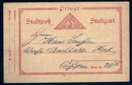 ENTIER POSTAL TRIANGLE 3 Pf ROUGE ALLEMAGNE- PRIVAT- STADPOST STUTTGART- DATE ?- - Private & Local Mails