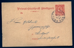 RARE ENTIER POSTAL ALLEMAGNE- PRIVAT-STATPOST STUTTGART 1887- 2Pf ROUGE- 2 SCANS - Private & Local Mails
