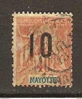TP OBLITÉRÉ MAYOTTE SURCHARGE 10 C Sur 40 C ROUGE - SCANNÉ RECTO VERSO - Used Stamps