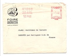 EMA SUR LETTRE A EN TETE POUR LA FRANCE FOIRE DE BRUXELLES 1963 - 1960-1979