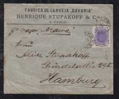 Brazil Brasil 1892 Advertising FABRICA CERVEJA BAVARIA SAO PAULO Cover 200R To HAMBURG Germany Beer - Briefe U. Dokumente