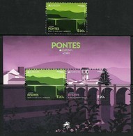 AZORES/ AÇORES  - EUROPA 2018 -"PUENTES.-BRIDGES -BRÜCKEN -PONTS"-   SERIE De 1 V. + HOJITA BLOQUE - 2018