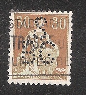 Perfin/perforé/lochung Switzerland No 100  1908-1933 - Hélvetie Assise Avec épée S BG Schweizerische Bankgesellschaft - Gezähnt (perforiert)