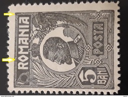 Error   ROMANIA 1920 , King Ferdinand 5 Bani Black Circle On Frame , See Image - Plaatfouten En Curiosa