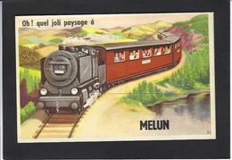 CPA Système à Dépliant Complet Non Circulé Melun Train - Cartoline Con Meccanismi