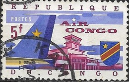 CONGO 1963 Air Congo Commemoration - 5f Mailplane And Control Tower FU - Used Stamps