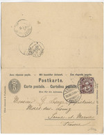 SUISSE - 1891 -  CARTE ENTIER POSTAL AVEC REPONSE PAYEE De ZÜRICH => MORET (SEINE ET MARNE) - Ganzsachen