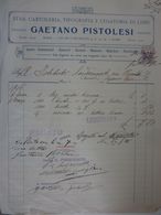 Fattura "STAB. CARTOLERIA, TIPOGRAFIA E LEGATORIA DI LIBRI GAETANO PISTOLESI - ROMA" 1916 Con Marca Da Bollo - Autriche