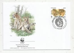 Lettre , 1 Er Jour,official First Day Cover , WWF , India, Inde, 1999, Asiatic Lion - FDC