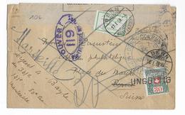 1918 - ENV. FM Du 141°RI à MARSEILLE CENSUREE =>BERN (SUISSE) SANS COMPLEMENT =>TAXE => REFUSEE => UNGÜLTIG (ANNULATION) - Strafportzegels